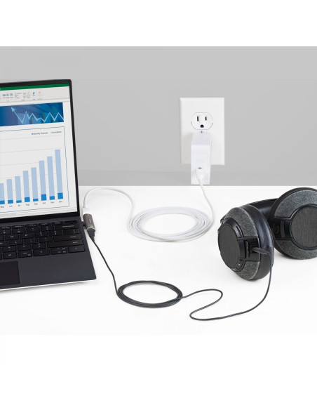 StarTech.com Adaptador de Audio y Carga USB-C - Adaptador de Audio USB Tipo C con USB-C para Auriculares con Micrófono y Pass T