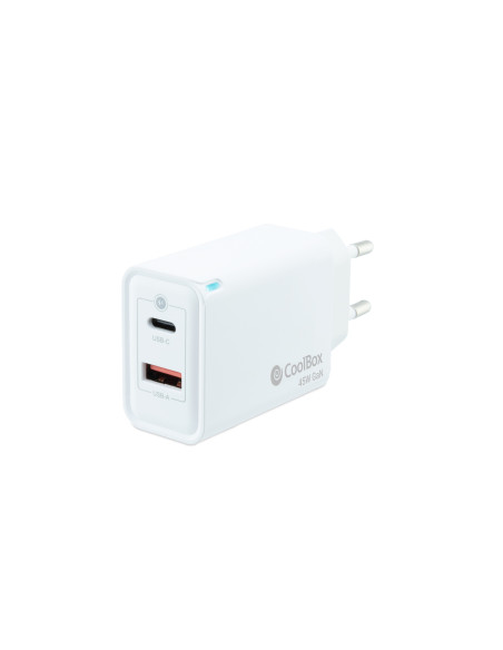 CoolBox CARGADOR GAN 45W USB-C/USB-A PARED
