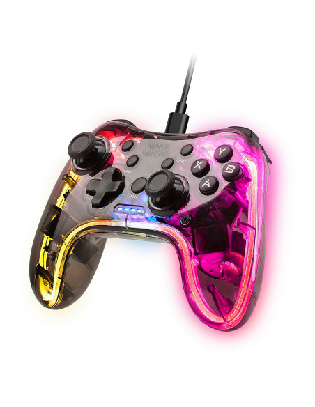 Mars Gaming MGP-C, Gamepad Profesional Neón RGB, Vibración Háptica