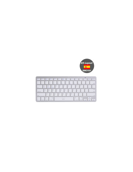 Ewent EW3161 teclado Oficina Bluetooth QWERTY Español Plata, Blanco
