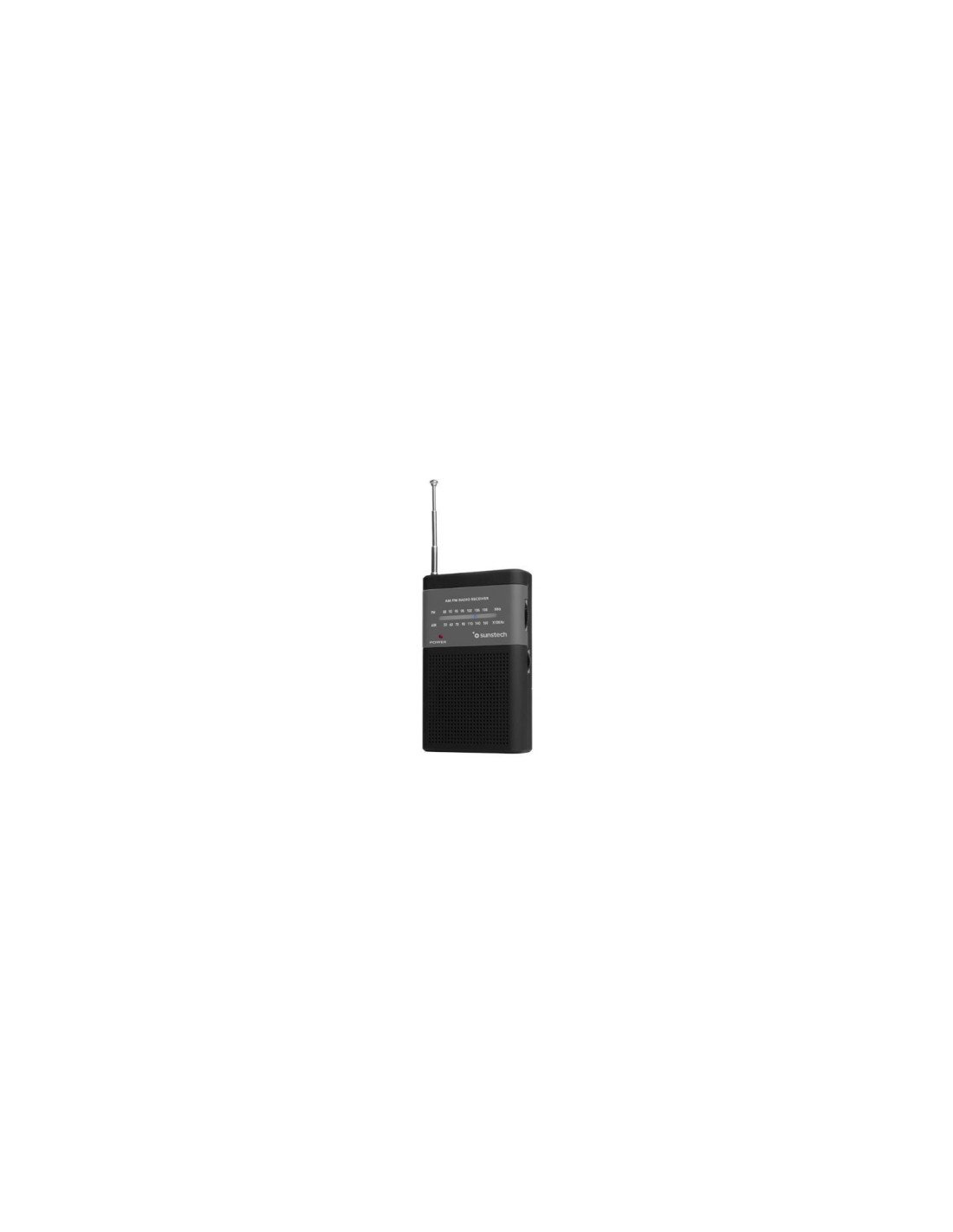 RADIO PORTATIL ANALOGICA SUNSTECH AM FM ALTAVOZ FRONTAL CONEXION PARA AURICULARES ANTENA TELESCOPICA 2XAA NEGRO RPS42BLISBK