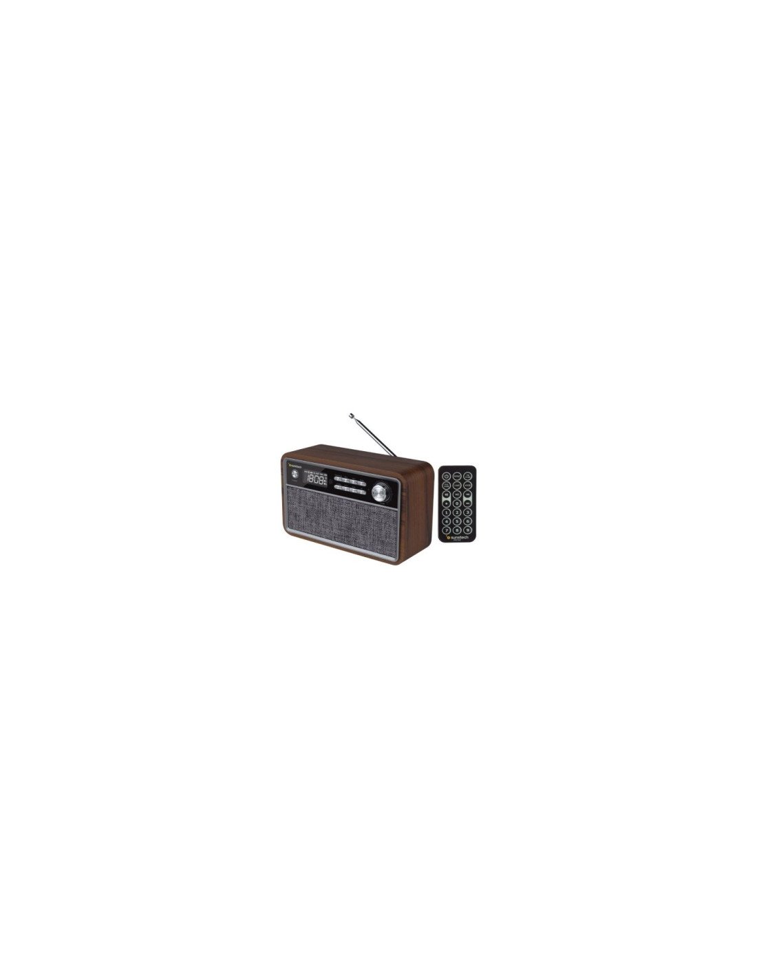 RADIO RETRO SUNSTECH MADERA 2X3W RMS FM BT 4.2 RELOJ Y ALARMA USB SD AUX-IN MP3 MANDO A DISTANCIA MICRO USB CARGA 1800MAH RPBT50