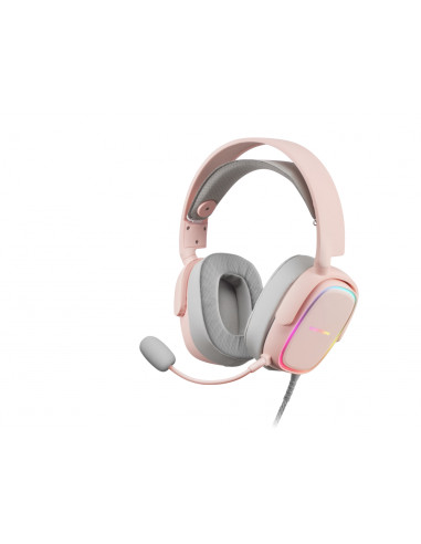 Mars Gaming MHAX Rosa, Auriculares Gaming RGB, Micrófono Extraíble,