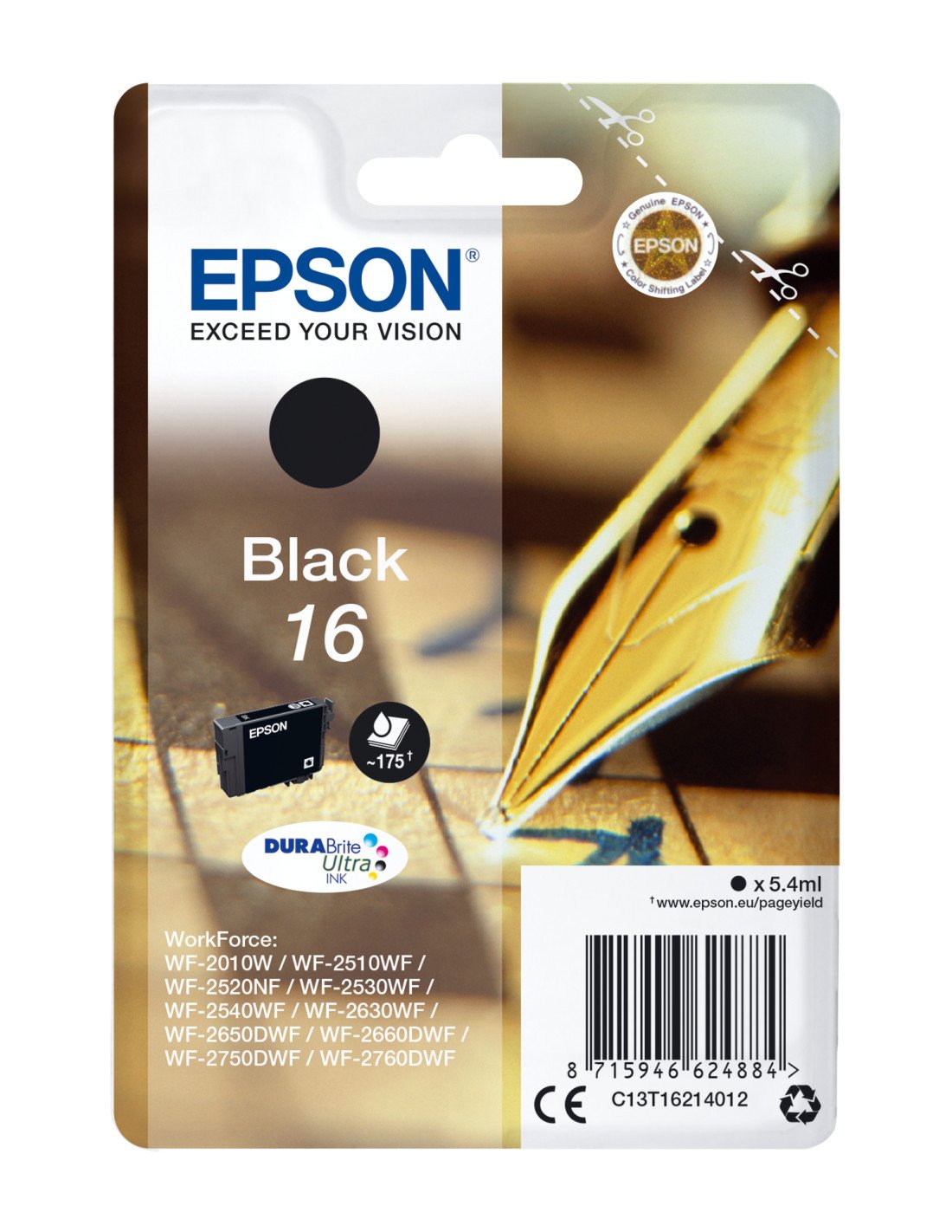 Cartucho Epson Pen and crossword 16 negro etiqueta RF C13T16214022