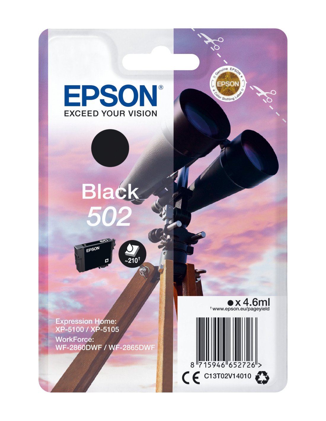 Cartucho Epson Singlepack Black 502 Ink C13T02V14020