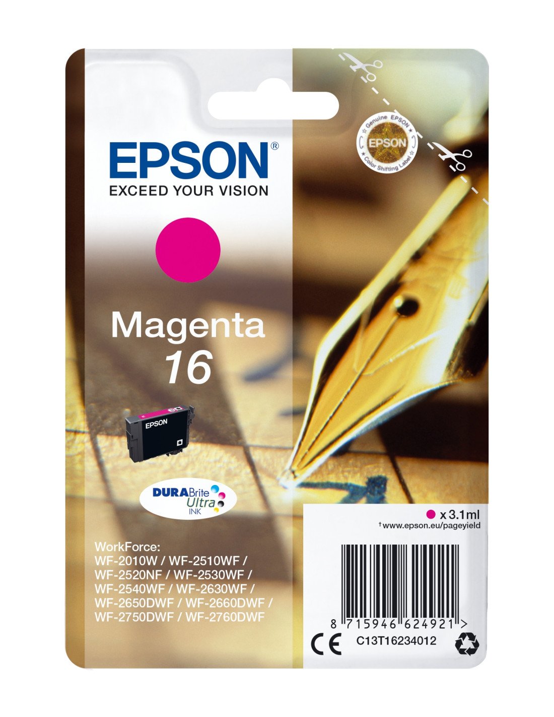 Cartucho Epson Pen and crossword Cartucho 16 magenta etiqueta RF C13T16234022