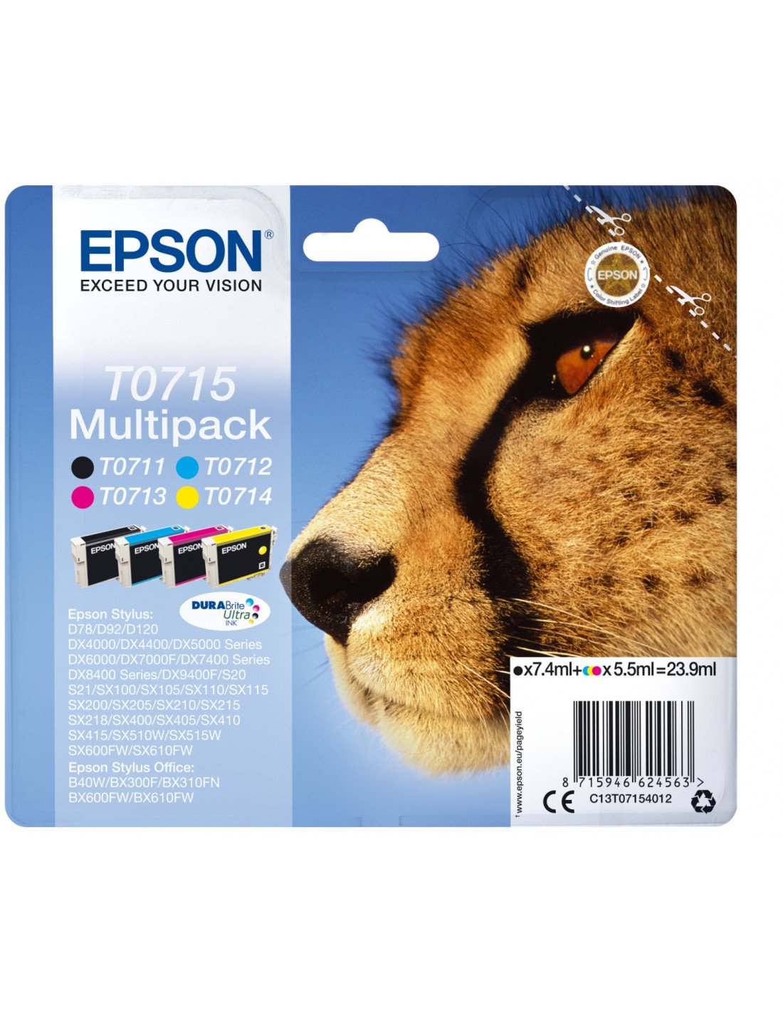 Cartucho Epson Multipack T0715 4 colores etiqueta RF C13T07154022