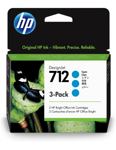 HP Paquete de 3 cartuchos de Tinta DesignJet 712 cian de 29 ml