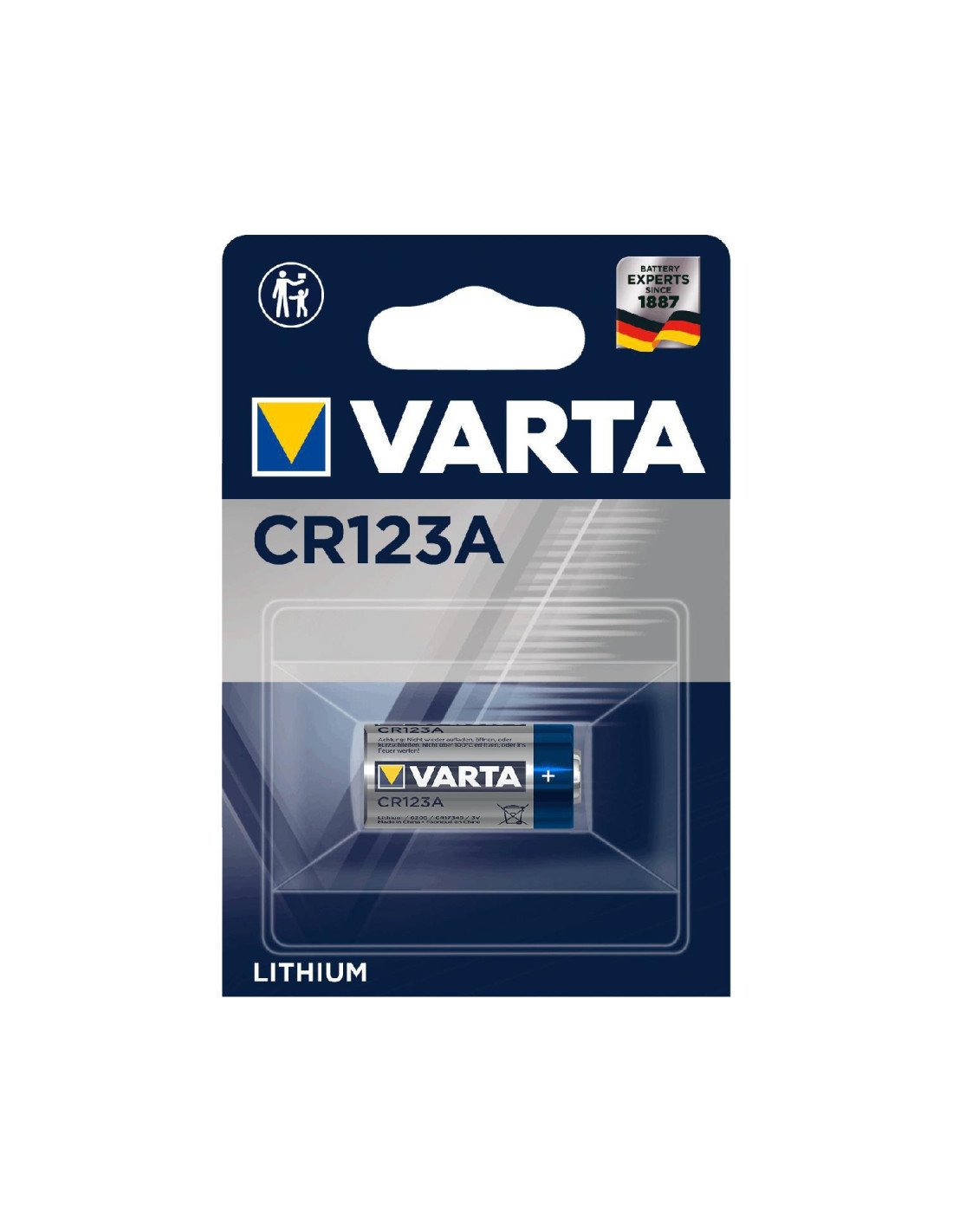 Varta pila CR123A litio 1430mah azul plata