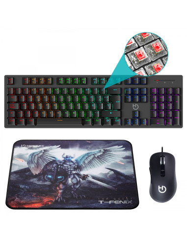 Hiditec Teclado Mecánico GK400 + Ratón Gaming Blitz + Alfombrilla