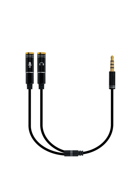 EWET cable de audio 3,5mm Macho/2 x 3,5mm Hembra 0,3 m Negro