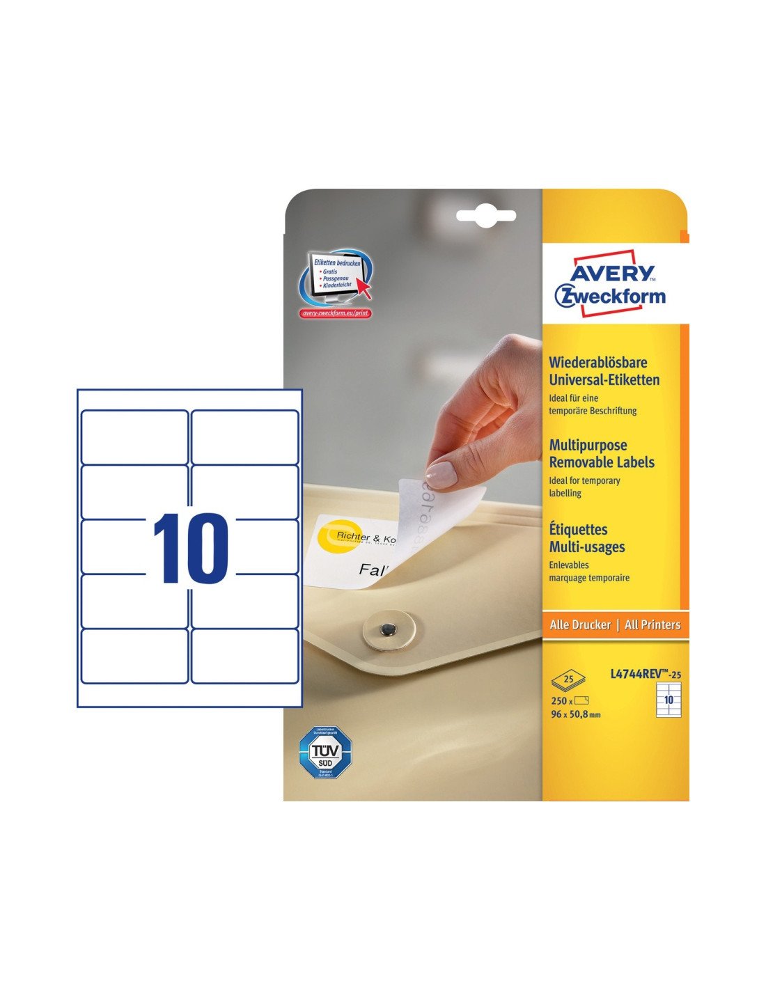 Avery Etiquetas Removibles Blancas A4