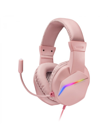 Mars Gaming MH122 Rosa, Cascos Gaming FRGB Over Ear con Micrófono,