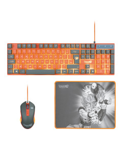 FR-TEC PC Dragon Ball Super PACK Keyboard + Mouse + Mousepad teclado Ratón incluido USB Gris, Naranja