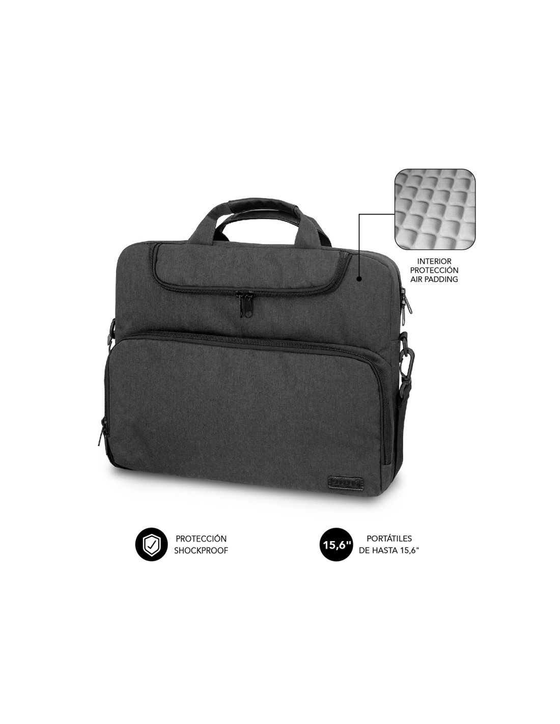 SUBBLIM MaletÍn Ordenador Air Padding Laptop bag 15,6" Gris Oscuro