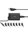 HAMA  Cargador universal portátil, con 7 adaptadores, de 15-19V/65W, Enchufe Europeo, Color negro