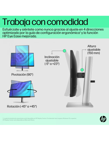 HP E-Series E22 G5 54,6 cm (21.5") 1920 x 1080 Pixeles Full HD LED Negro, Plata