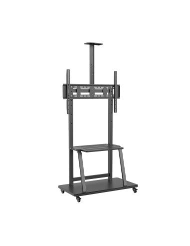 AISENS Soporte de Suelo ECO con Rueda, Bandeja para DVD y Soporte de