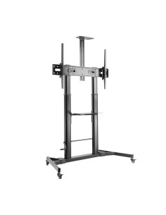 AISENS Soporte de Suelo ECO con Ruedas y Manivela, Bandeja para DVD y
