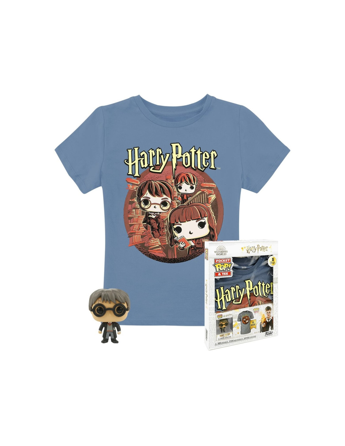 Pop & tee harry potter funko + camiseta trio talla s