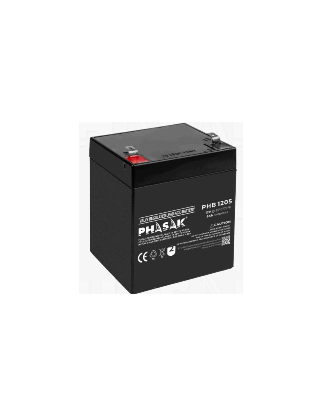 Phasak PHB 1205 Batería 12 V 5Ah plomo-acido sellada
