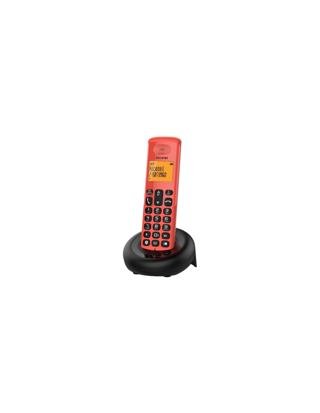 Alcatel E160 Teléfono DECT Identificador de llamadas Negro, Rojo