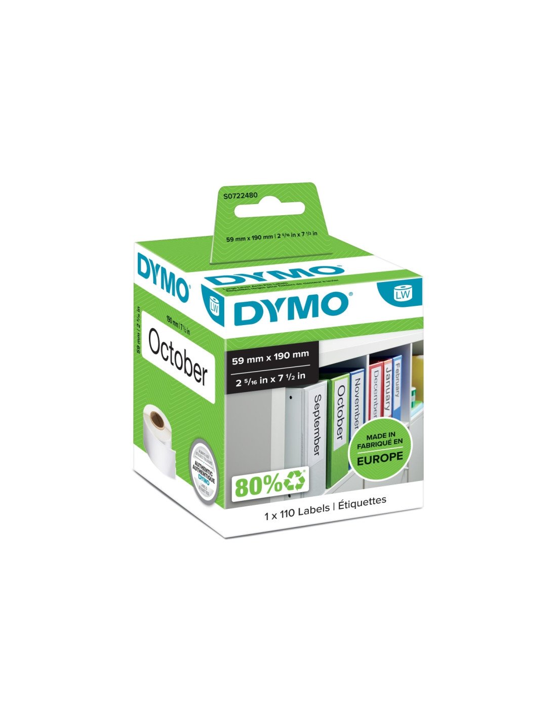 DYMO LW -Etiquetas para archivadores de tamaño grande - 59 x 190 mm - S0722480