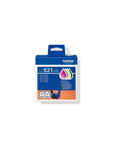 Brother LC521VAL cartucho de tinta 4 pieza(s) Original Negro, Cian,
