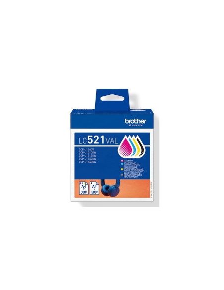 Brother LC521VAL cartucho de tinta 4 pieza(s) Original Negro, Cian,