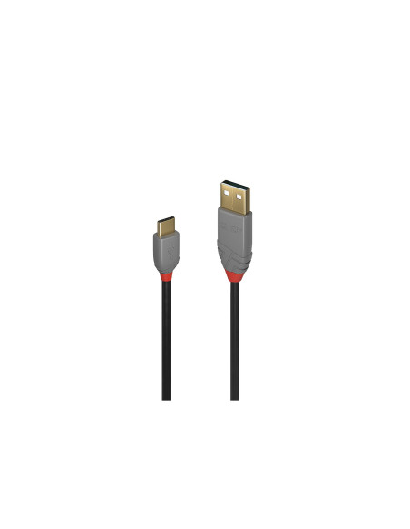 Lindy 36887 cable USB USB 2.0 2 m USB A USB C 0,48 Gbit/s Negro, Gris