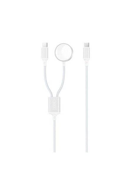CABLE 2 EN 1 60W TIPO C + CABLE CARGA MAGNETICA APPLE WATCH BLANCO