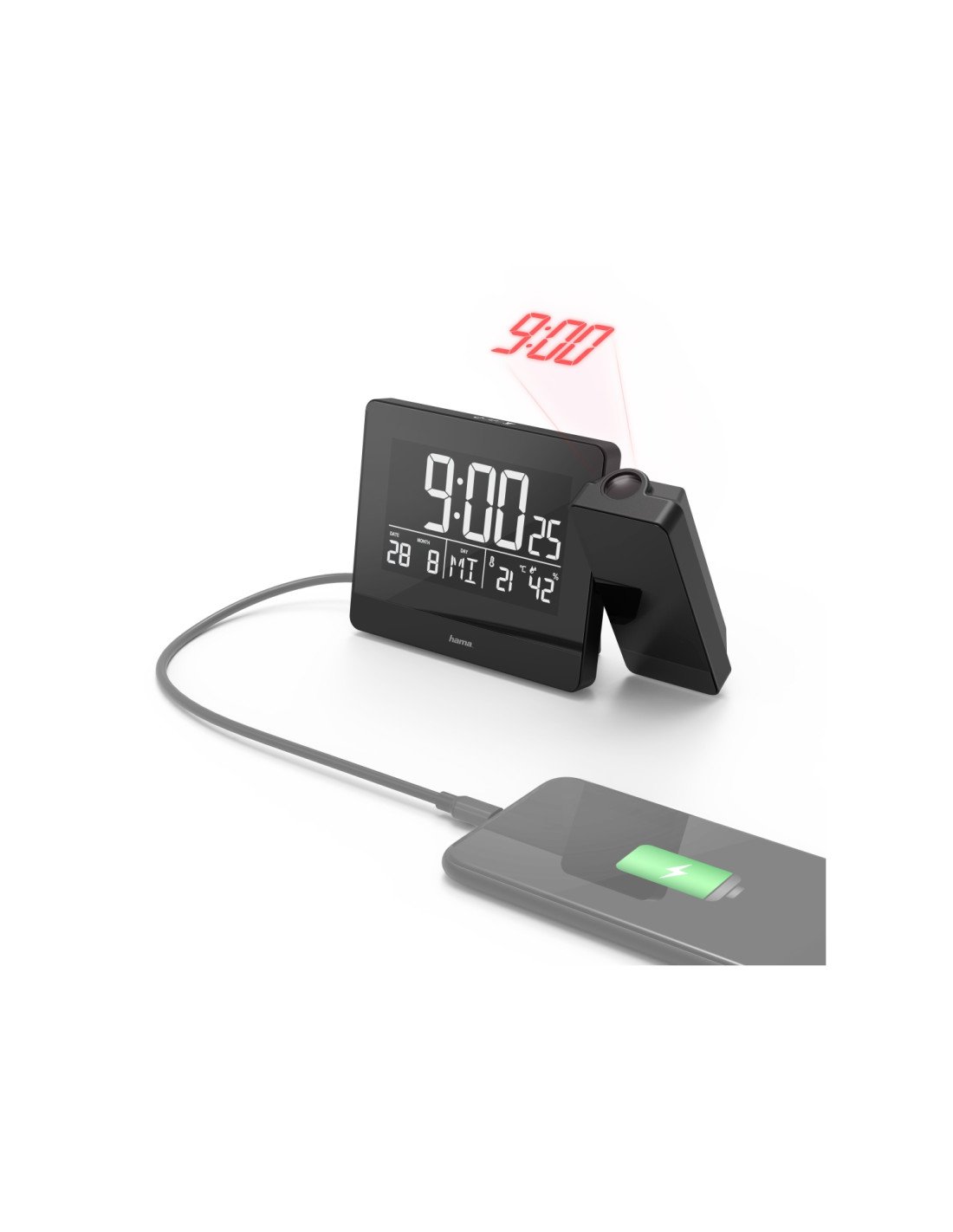 Hama Plus Charge Reloj despertador digital Negro