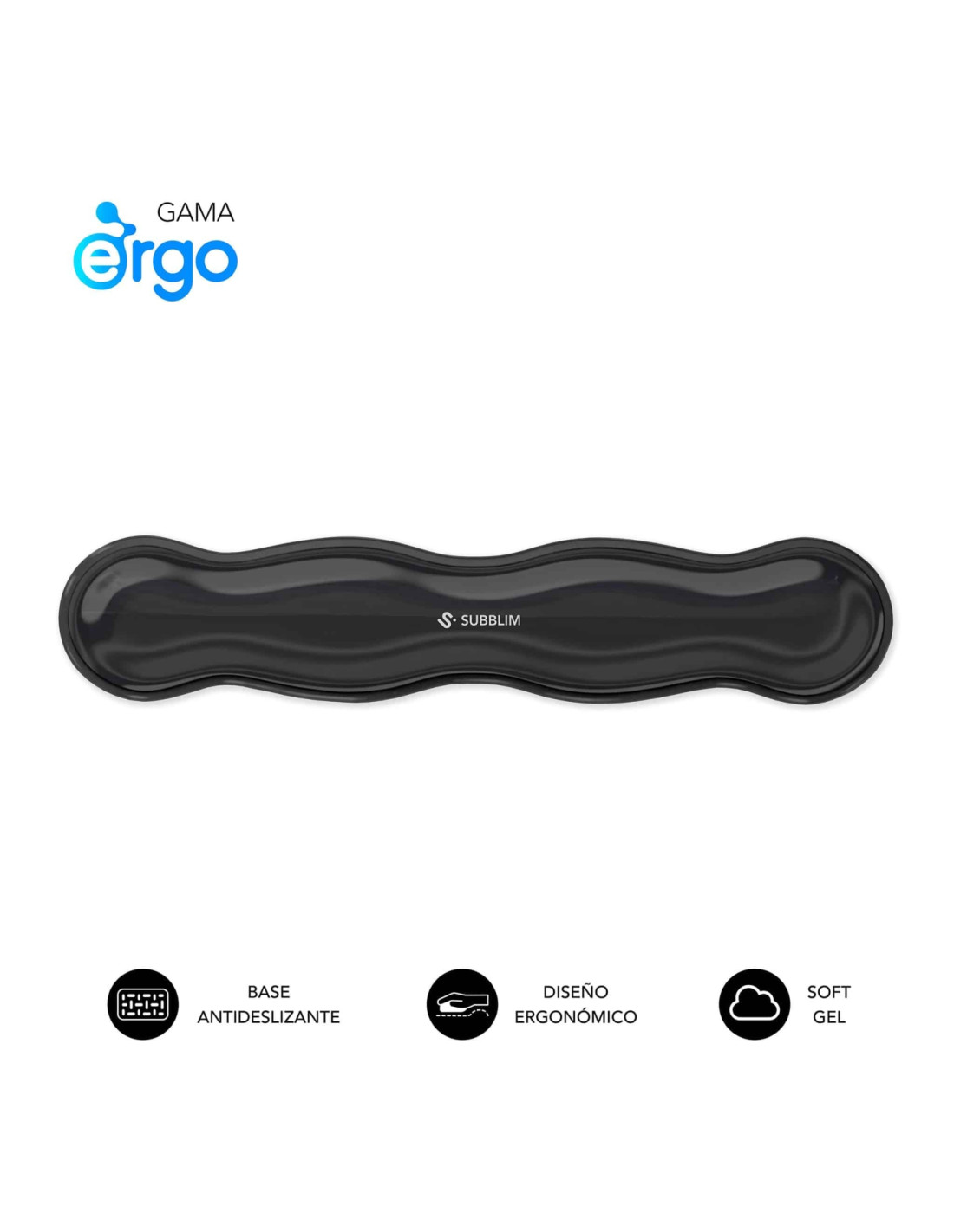 SUBBLIM Ergo Crystal Flex descansa muñecas Gel Negro
