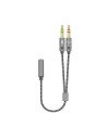 Aisens Adaptador audio Jack 3.5 4pines Hembra a 2xjack 3.5 3pines Macho 0.25m gris