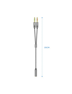 Aisens Adaptador audio Jack 3.5 4pines Hembra a 2xjack 3.5 3pines Macho 0.25m gris 2
