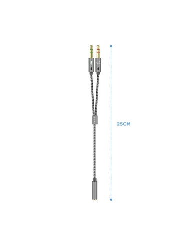 AISENS Cable Adaptador Audio Jack 3.5 4pines/H-2xjack 3.5 3pines/M,