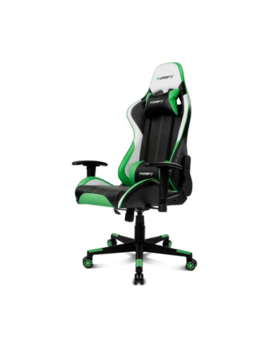 Silla gaming Drift DR175: asiento acolchado, NEGRO, VERDE Y BLANCO.