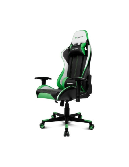 Silla gaming Drift DR175: asiento acolchado, NEGRO, VERDE Y BLANCO.