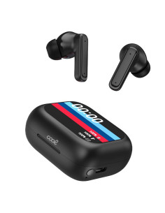 AURICULARES STEREO BLUETOOTH EARBUDS LCD COOL AMBIENT NEGRO