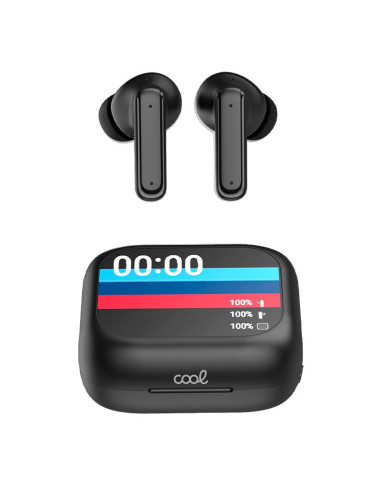 AURICULARES STEREO BLUETOOTH EARBUDS LCD COOL AMBIENT NEGRO