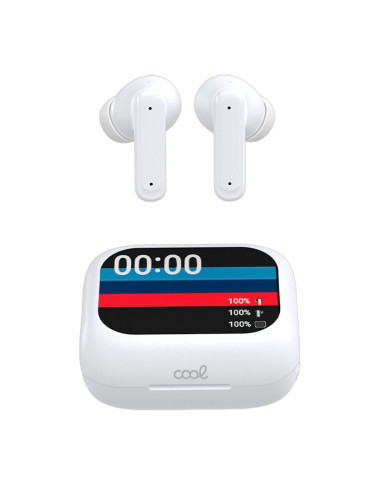 AURICULARES STEREO BLUETOOTH EARBUDS LCD COOL AMBIENT BLANCO