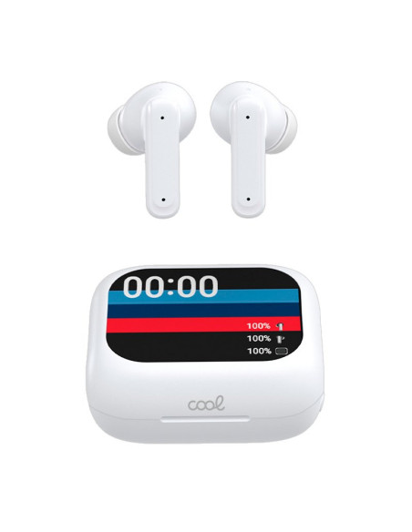 AURICULARES STEREO BLUETOOTH EARBUDS LCD COOL AMBIENT BLANCO