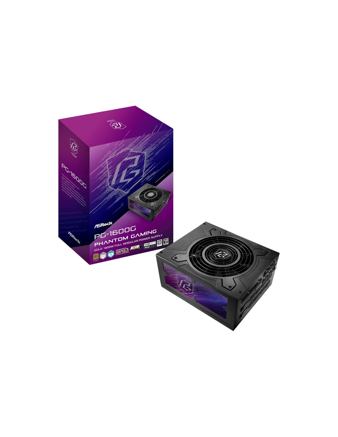 Asrock Phantom Gaming PG-1600G unidad de fuente de alimentación 1600 W 20+4 pin ATX ATX Negro