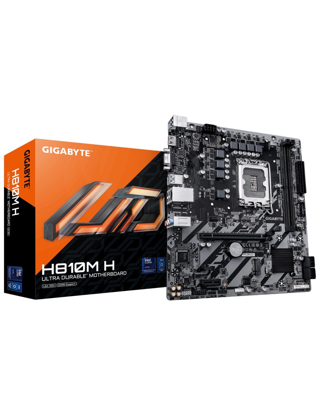 GIGABYTE H810M H Placa base - Procesadores Intel Core Ultra (Serie 2), VRM de 4+1+2 fases, hasta 6400 MHz DDR5, 1xPCIe 4.0 M.2, 