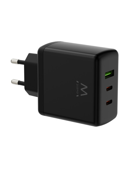 Ewent Cargador rápido GaN de 65W con 3 puertos (2 USB-C PD y 1 USB-A
