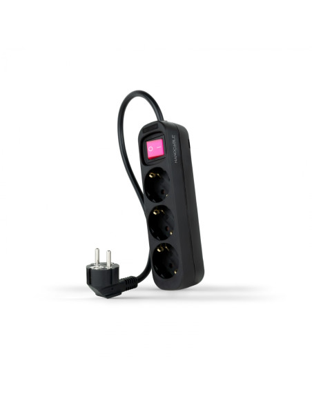Nanocable Regleta de Enchufes con 3 Tomas con Interruptor, 1.4 m,