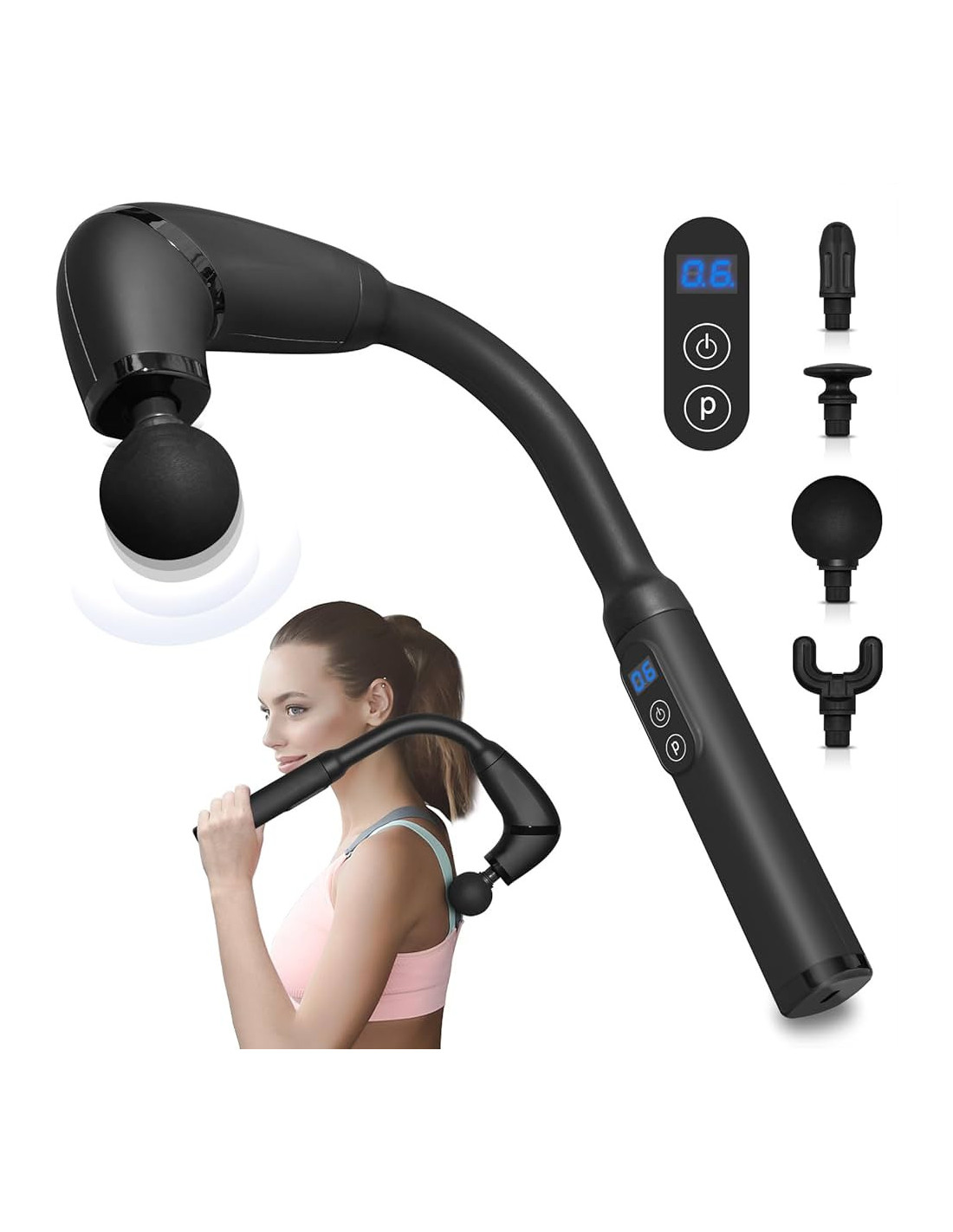 PISTOLA DE MASAJES CON MANGO EXTENSIBLE CON 6 VELOCIDADES