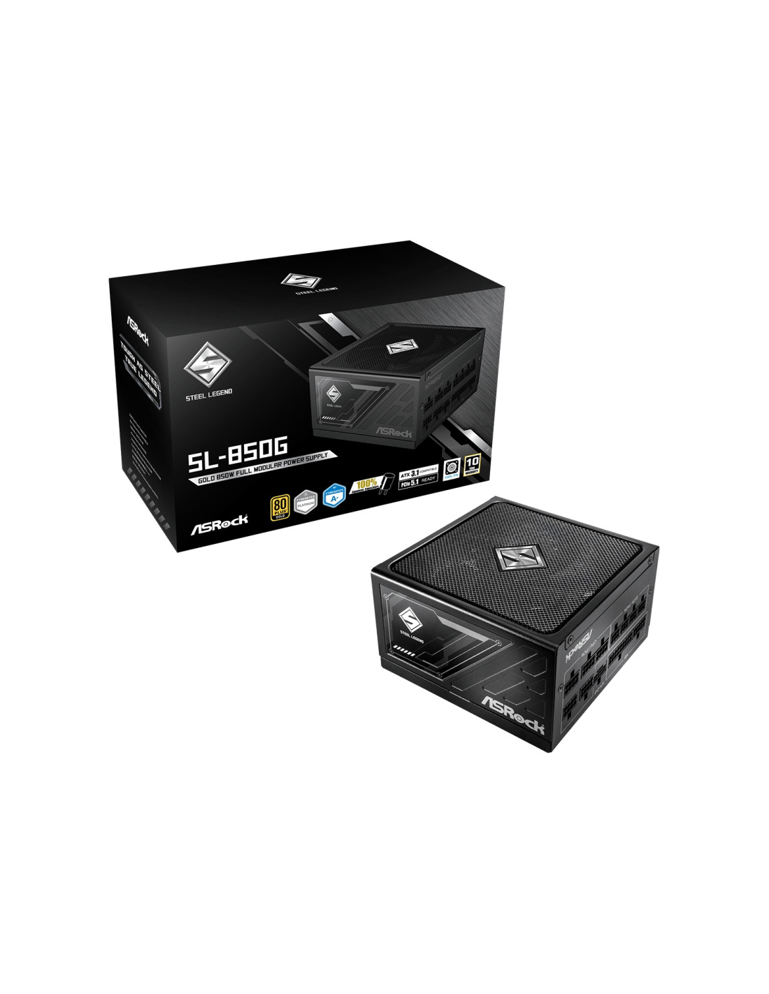 Asrock SL-850G Steel Legend unidad de fuente de alimentación 850 W 20+4 pin ATX ATX Negro