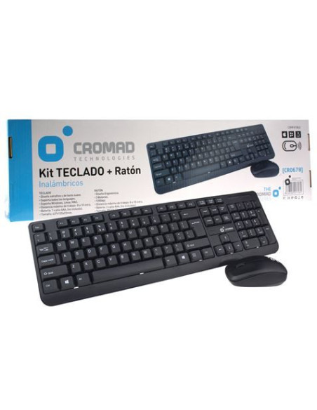 KIT TECLADO Y RATÓN INALAMBRICOS NEGRO CROMAD