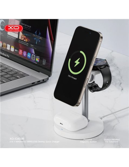CARGADOR INALAMBRICO 3 EN 1 BLANCO